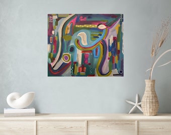 Original Abstract Colorful Acrylic Painting on Canvas, Wall Decor, Home Decor, Jewel Tones
