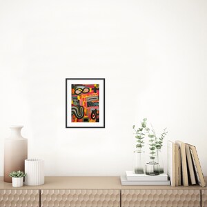 Small Multicolor Abstract Acrylic Painting: Mixed Media Wall Decor