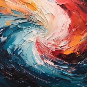 Boundless Hues: Digital Download of Brush Strokes Breaking Free from Frame, Abstract Oil Painting Illusion