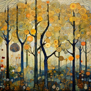 Digital Painting: Trees Inspired by Gustav Klimt