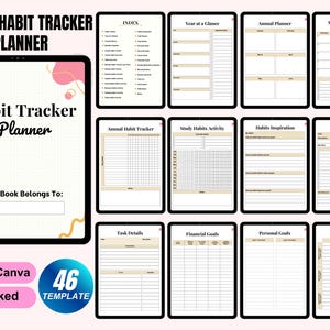 Digital Habit Tracker, GoodNotes Digital Planner, iPad Planner, Daily, Monthly, Yearly Habit Tracker, Simple Goal Tracker, Routine Tracker