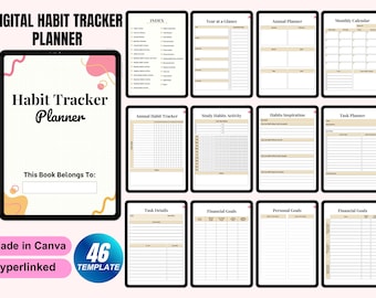 Digital Habit Tracker Planner, GoodNotes iPad Planner (Hyperlinked PDF)