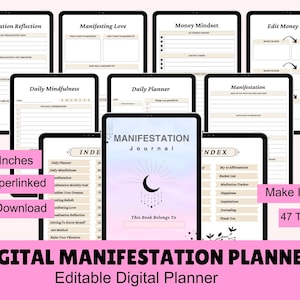 2025 Manifestation Journal | Yearly Intentions Visioning Workbook | Vision Board, Law of Attraction | Grimoire Journal | editable Planner