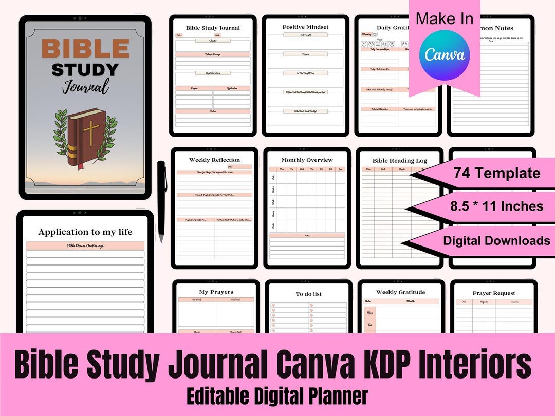 Christian Prayer Journal Bundle | Bible Study, Canva KDP Interior ...