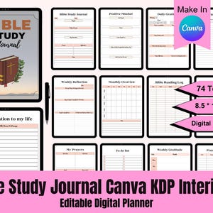Prayer Journal Bundle KDP Interior | Bible Study & Daily Devotional | Editable Canva Template + Printable Christian Journal PDF