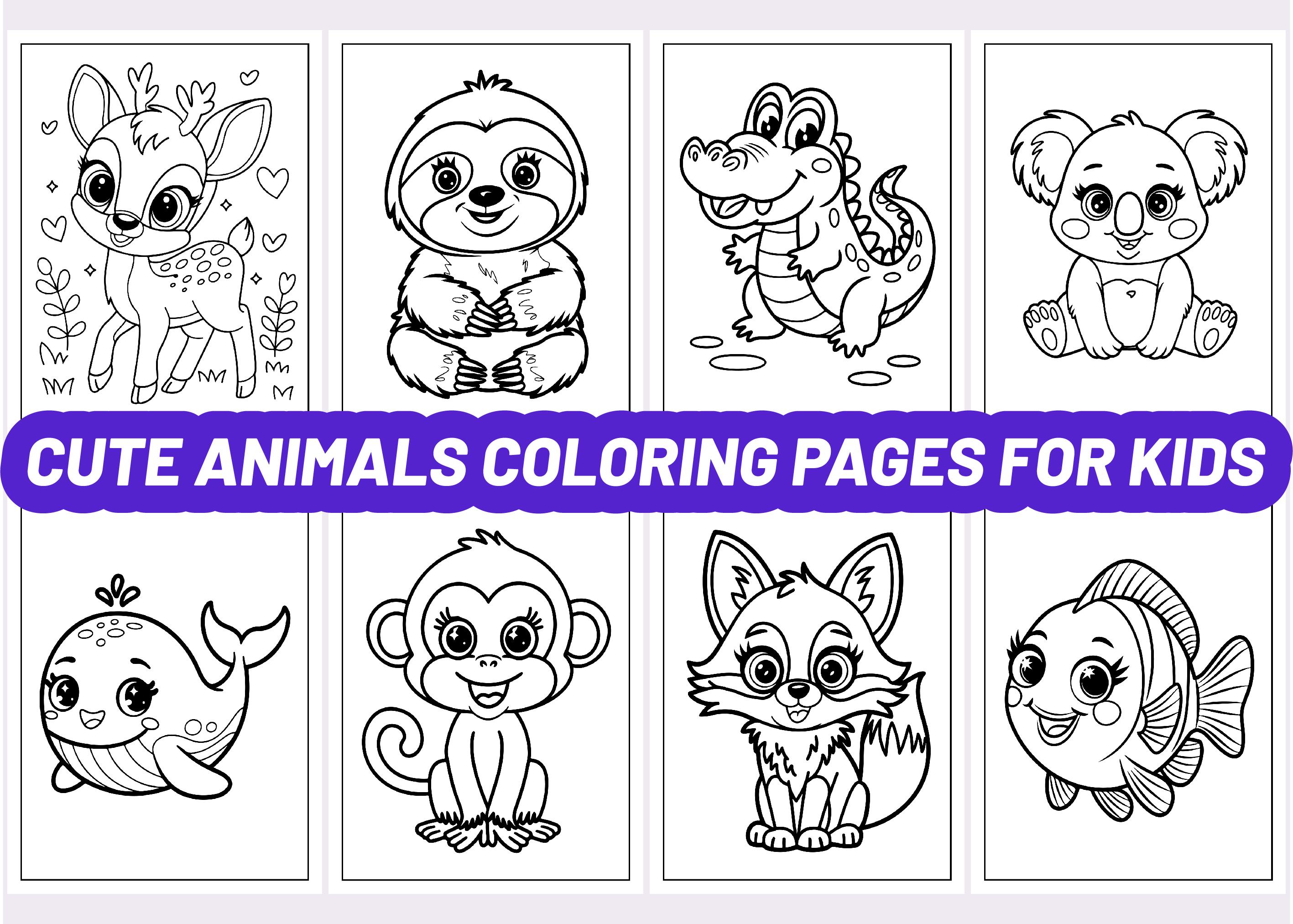 44+ Cute Animal Coloring Pages for Kids | KDP Interior Ready ...