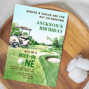 Golf Birthday Invitation Template, Editable Canva Par-Tee Invite for Men, Printable Digital Golf Party Invitation, 5x7 Instant Download