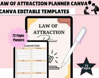 Law of Attraction Planner | Canva Editable 72 Pages (PDF, JPG, PNG)