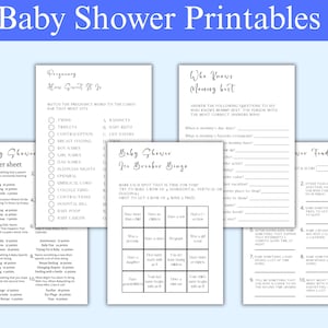 Baby Shower Game Bundle, Minimalist Baby Shower Games, Modern Baby Shower Games Pack, Baby Shower Trivia, Fully Editable Download - Myla