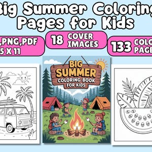 133 Cute Simple Summer Coloring Pages for Kids: High-Resolution PDF Book with Large Size & Thick Border, Perfect for Preschool, Kindergarten