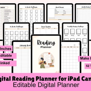 Digitales Lesetagebuch, Book Tracker, Leseplan, Leseplan, digitales Notizbuch, Lesetagebuch, GoodNotes, Buchbesprechung, Bücherregal