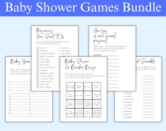Minimalist Baby Shower Games Bundle, Fully Editable (Digital Download)