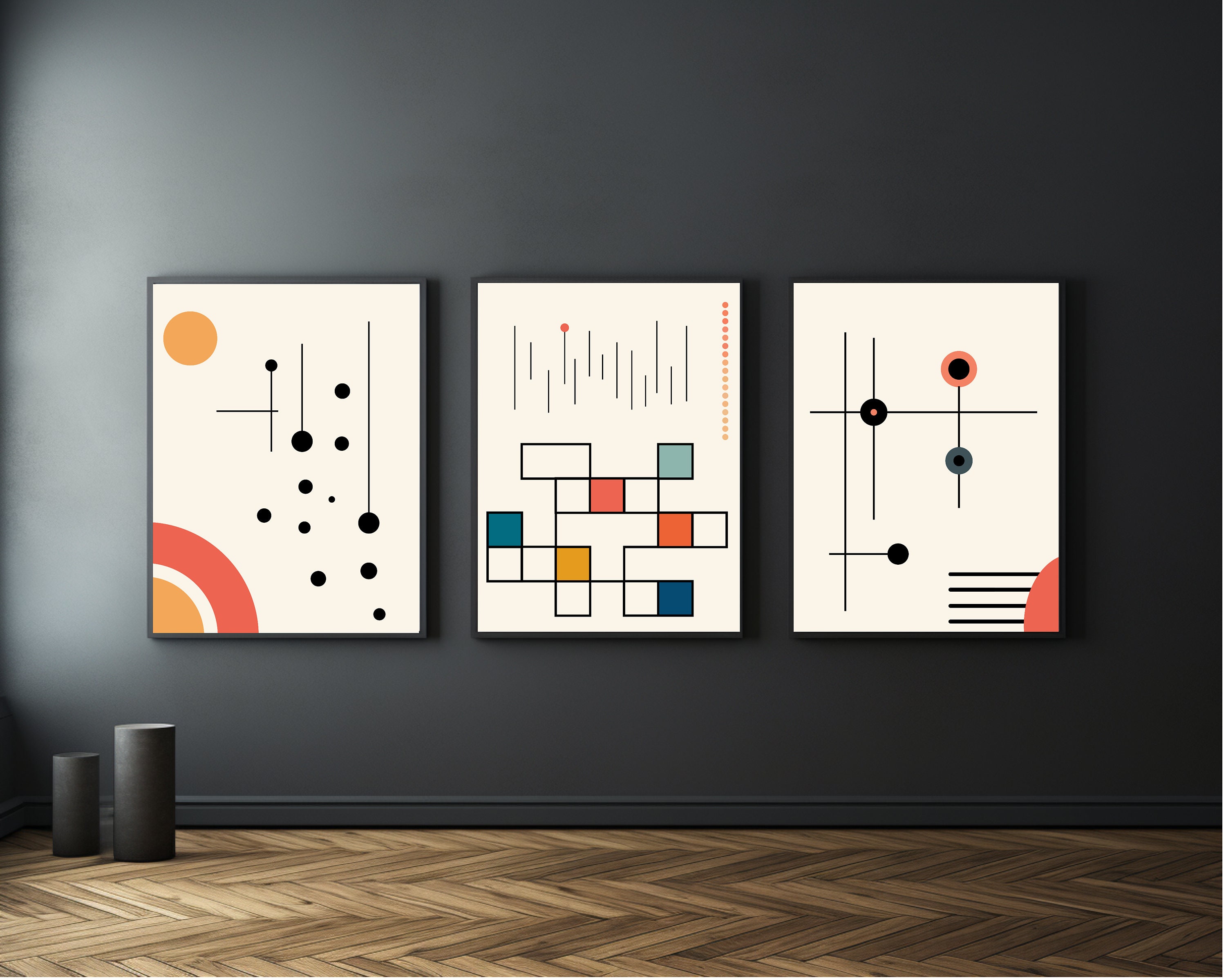 Bauhaus Print Set of 3, Geometric Wall Art (digital Download) - Etsy
