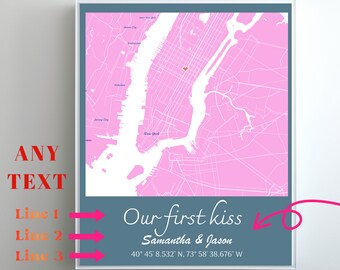 Personalized Map Print, Valentine's Day Gift (Digital Download)