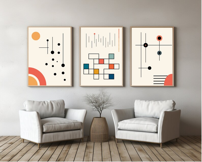 Bauhaus Print Set of 3, Geometric Wall Art (digital Download) - Etsy
