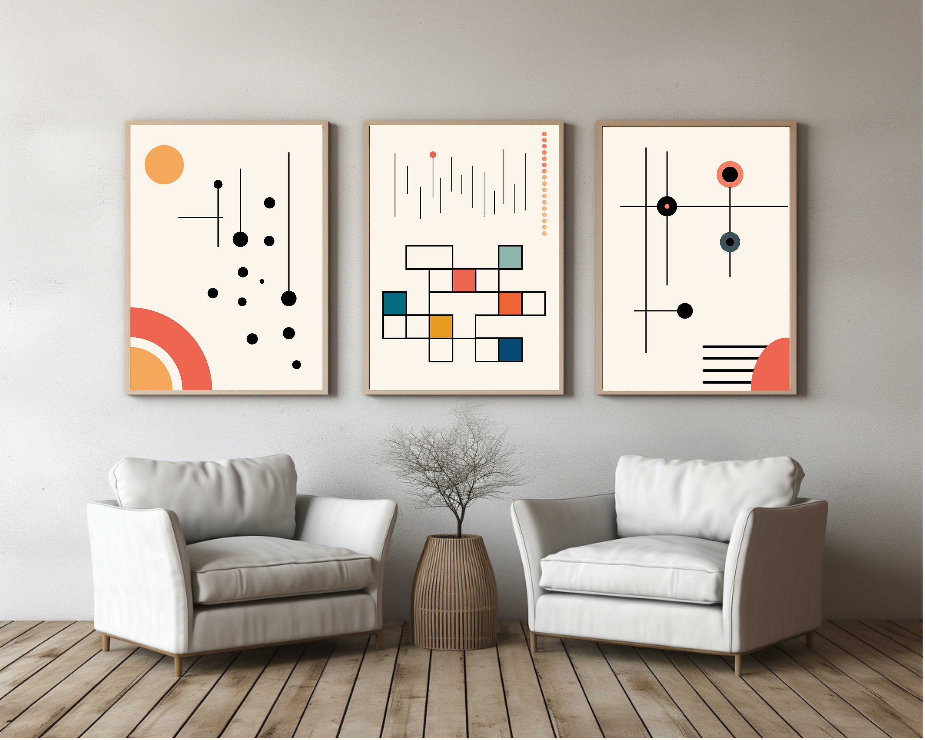 Bauhaus Set of 3, Bauhaus Poster Digital Art, Bauhaus Set of 3 Prints ...