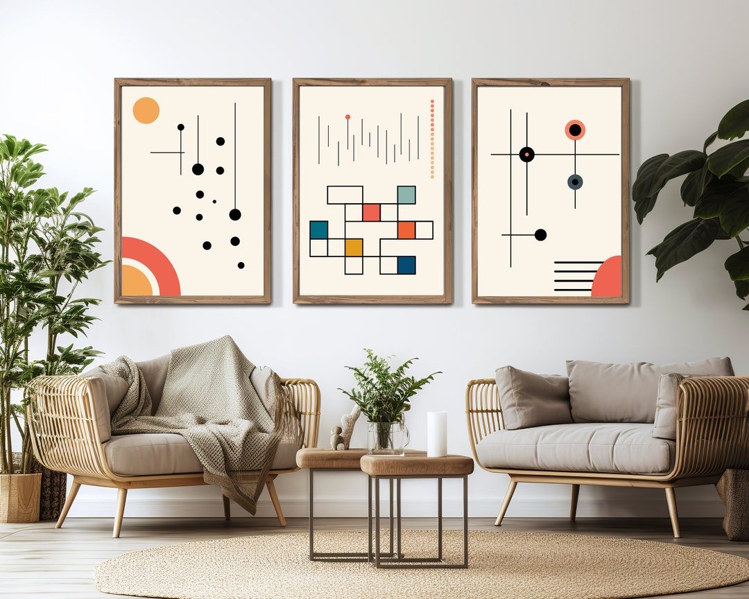 Bauhaus Print Set of 3, Geometric Wall Art (digital Download) - Etsy