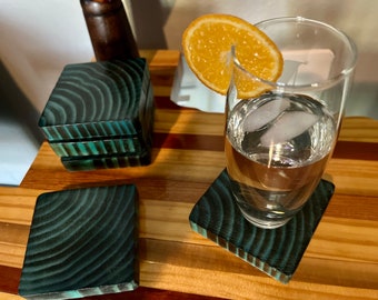 Shou Sugi Ban Style Burned Wood Coasters, Set of 5