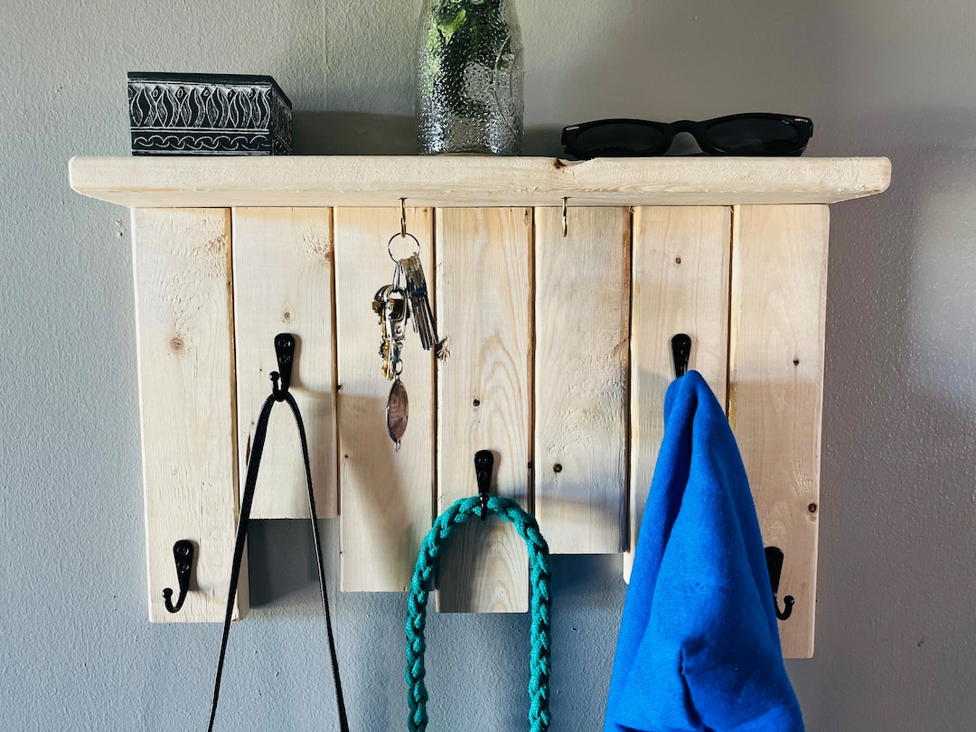 Natural Wood Coat Rack Shelf Etsy