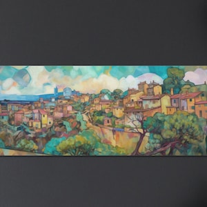 Montepulciano Tuscany Impressionist Painting Panoramic Landscape Print Panorama Wall Art Italian Paul Cezanne Wide Artwork Siena Italy