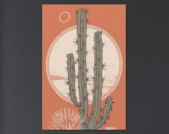 Desert Landscape Abstract Wall Art Southwest Cactus Artwork, Mid-Century Modern Wallart Boho Home Decor Western Wallart, Southwestern Art
