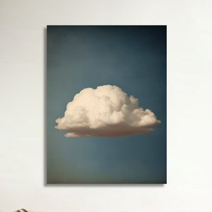 Cloud Wall Art Print, Cloudy Sky Large Gallery Art, Minimalist Art Ready to Hang Canvas Blue Wall Art Indigo Art Maximalist Decor Sky Print