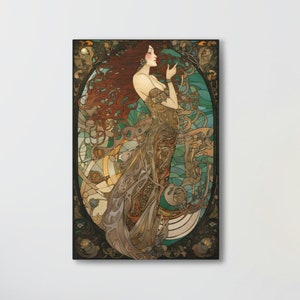 Art Nouveau Print Alphonse Mucha Painting Print Artwork Vintage Wall Art Deco Wallart Eclectic Bohemian Home Decor Boho 12&quot; x 18&quot;