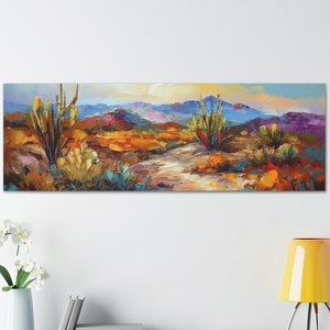 Southwestern Wall Art Cactus Landscape Desert Mural Print Western Home Decor Painting Wild West Vista Horizontal Southwest Panoramic Wallart