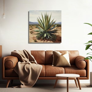 Desert Agave Painting, Landscape Wall Art, Spanish Artwork, Cactus Home Decor, Mexican Wallart, Southwest Canvas Print, Large Living Room