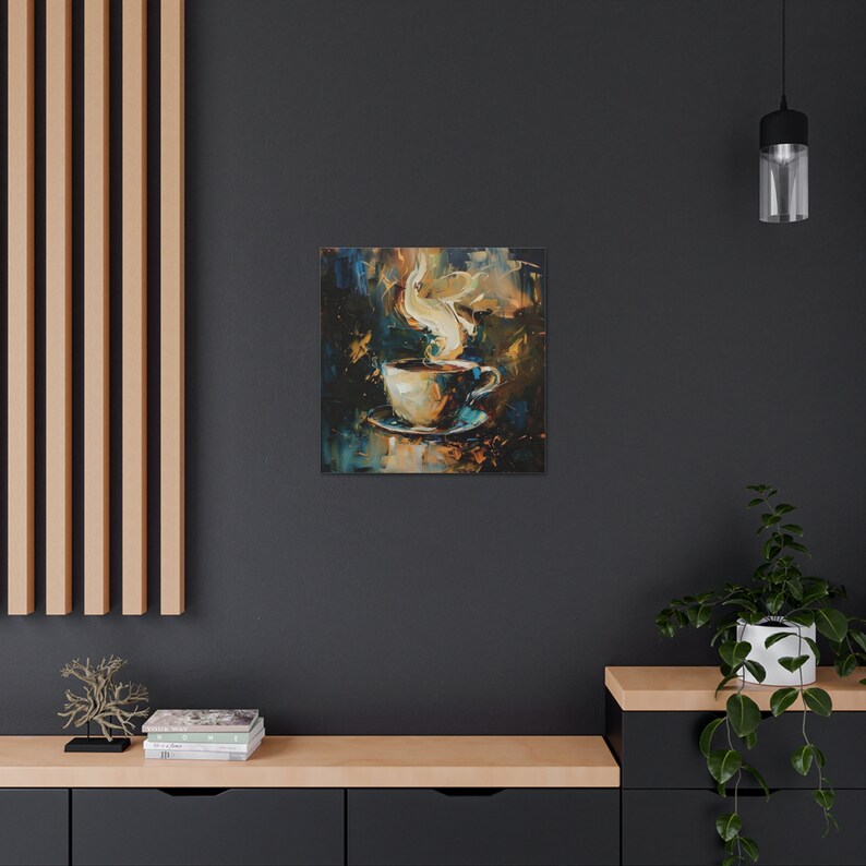 Coffee Oil Painting Artwork Kitchen Wall Art Food, Coffee Art, Coffee Bar Art, Coffee Gift, Kitchen Print, Kitchen Art, Retro Decor Canvas image 5