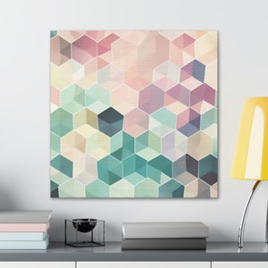 Modern Honeycomb Pattern Print Wall Art Interior Design Abstract Home Decor Wall Hangings Office Geometric Artwork Hexagon Pastel Neutral