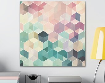 Modern Honeycomb Pattern Print Wall Art Interior Design Abstract Home Decor Wall Hangings Office Geometric Artwork Hexagon Pastel Neutral