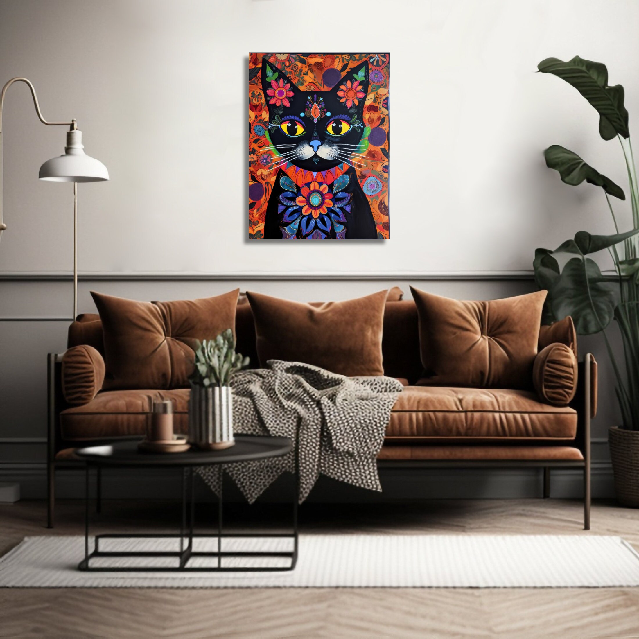 Black Cat Wall Decor Art Print, Cute Kitten Wallart, Black Cat Portrait ...