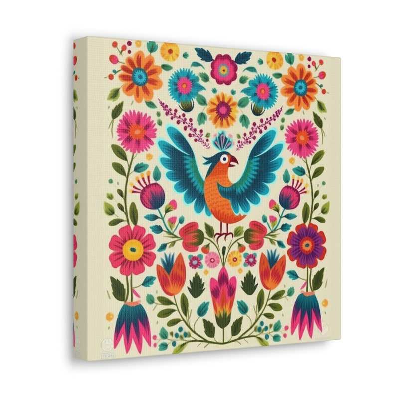 Mexican Art Print Mexico Folk Art Otomi Wallart Floral Wall Etsy