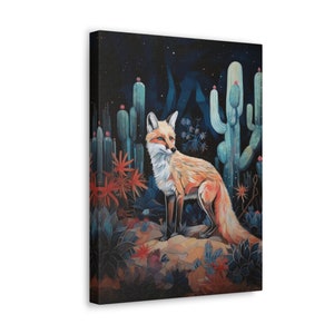 Desert Fox Painting Print Western Wall Art Wild West Decor Vintage Cactus Southwestern Home Decoration Artwork Wallart Ready to Hang Canvas image 9