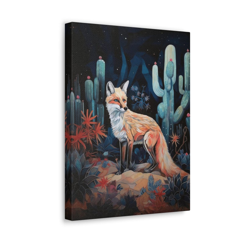 Desert Fox Painting Print Western Wall Art Wild West Decor Vintage Cactus Southwestern Home Decoration Artwork Wallart Ready to Hang Canvas image 9