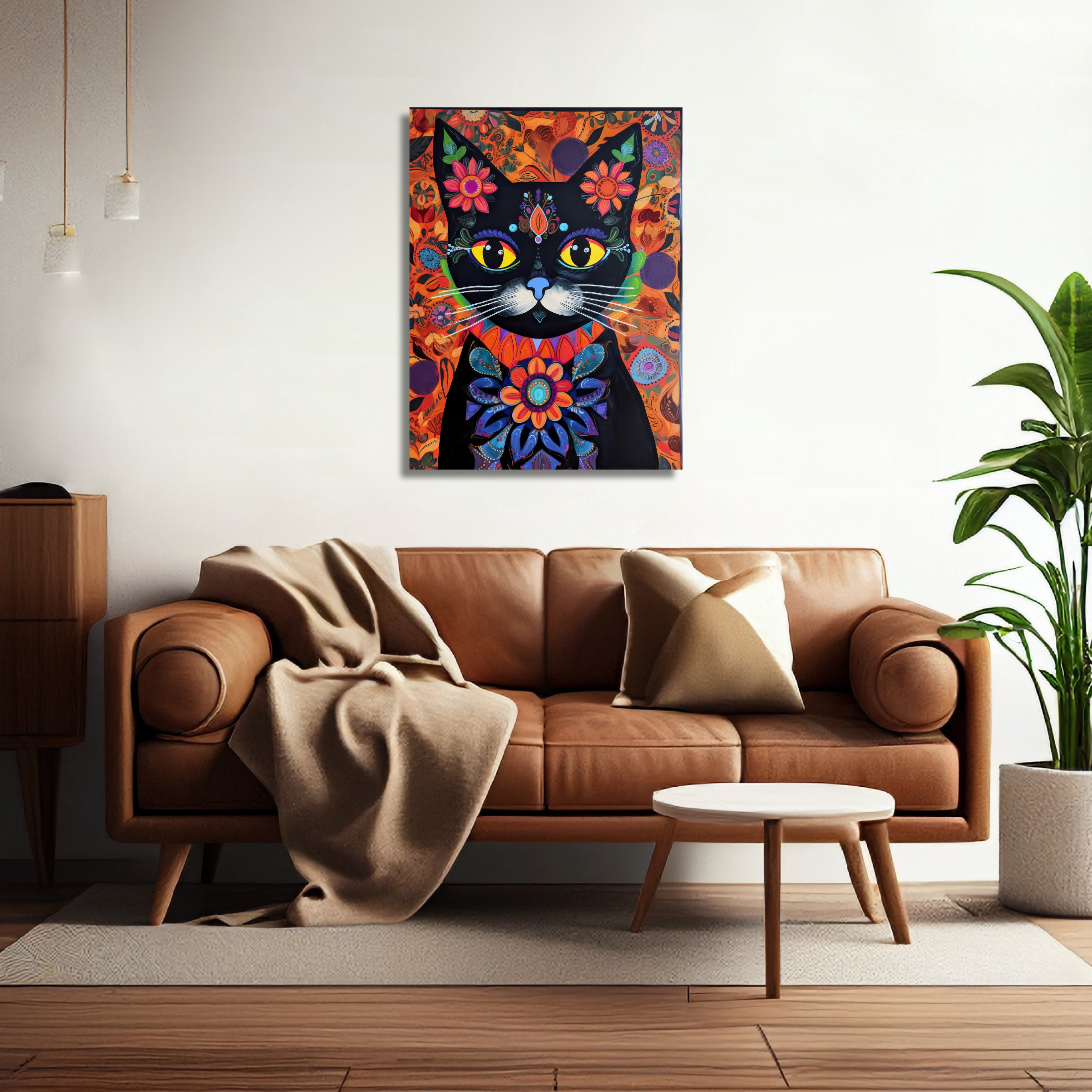 Black Cat Wall Decor Art Print, Cute Kitten Wallart, Black Cat Portrait ...