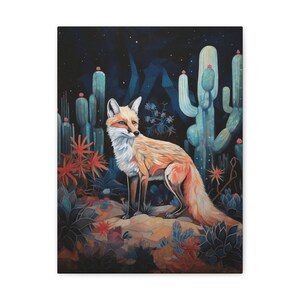 Desert Fox Painting Print Western Wall Art Wild West Decor Vintage Cactus Southwestern Home Decoration Artwork Wallart Ready to Hang Canvas image 8