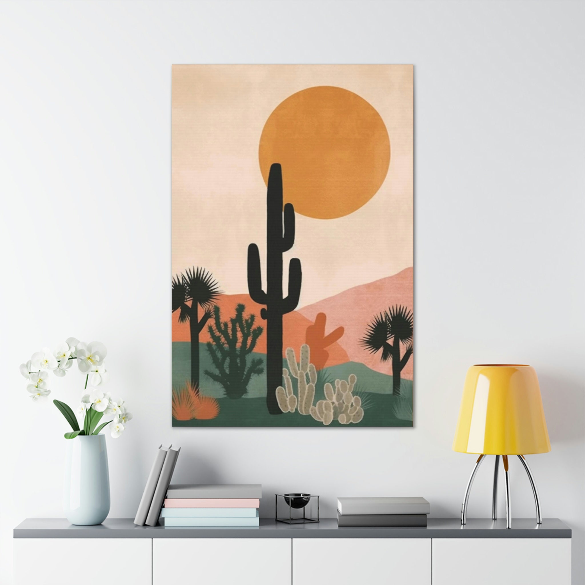 Boho Wall Art Print, Desert Cactus Art Print Large Boho Wall Art ...