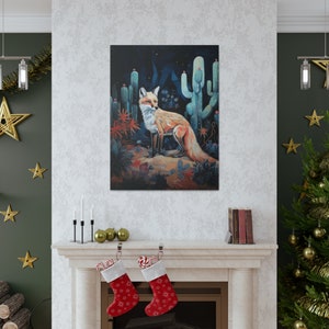 Desert Fox Painting Print Western Wall Art Wild West Decor Vintage Cactus Southwestern Home Decoration Artwork Wallart Ready to Hang Canvas image 6