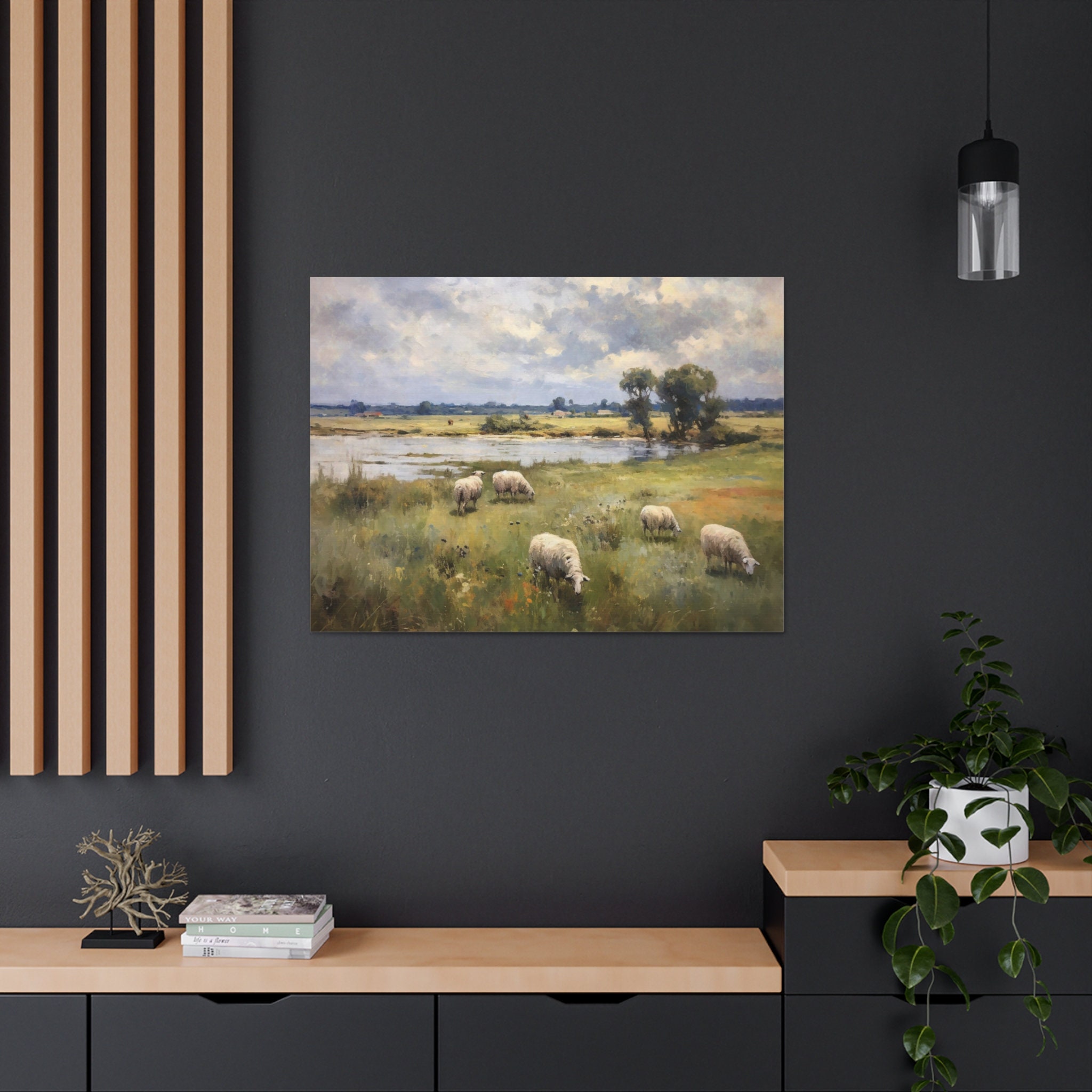 Sheep Painting Art Print Vintage Home Decor Large Canvas Wall Art ...