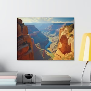 Grand Canyon Landscape Print, Arizona Decor Travel Retro Vintage Wall Art Canvas National Park Painting Southwestern Artwork Desert Wallart