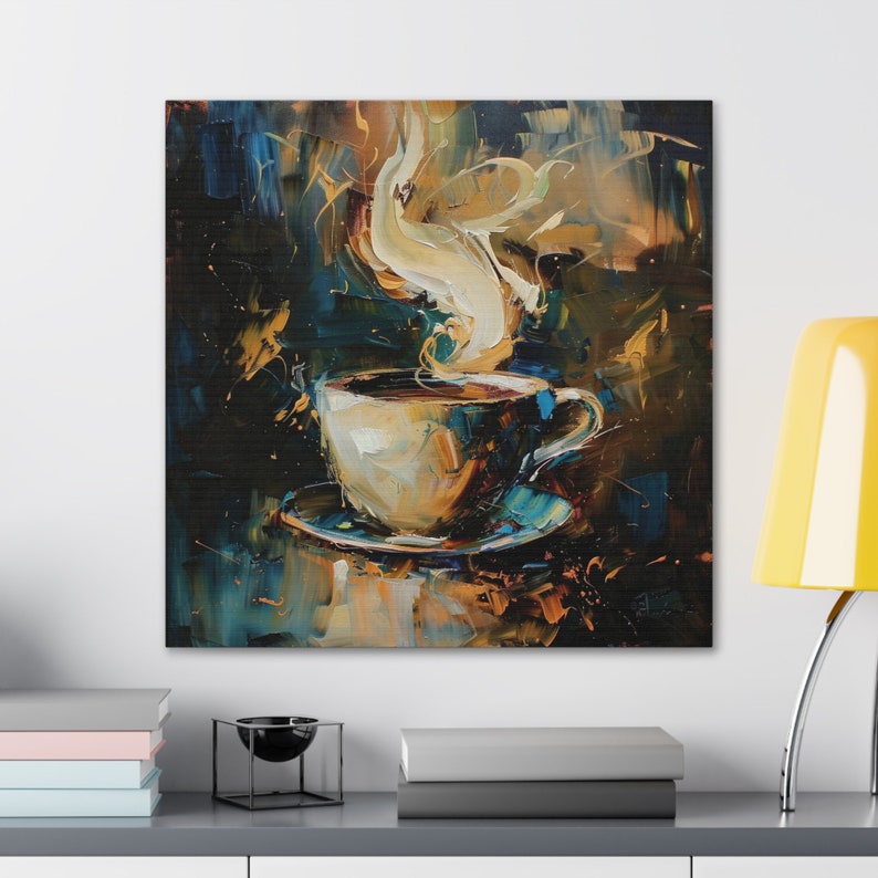 Coffee Oil Painting Artwork Kitchen Wall Art Food, Coffee Art, Coffee Bar Art, Coffee Gift, Kitchen Print, Kitchen Art, Retro Decor Canvas image 4