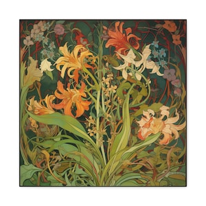 William Morris Wall Art Vintage Flower Print Art Nouveau Wallart Floral Decor Artwork Botanical Painting Boho Garden Ready to Hang Canvas