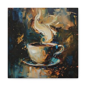 Coffee Oil Painting Artwork Kitchen Wall Art Food, Coffee Art, Coffee Bar Art, Coffee Gift, Kitchen Print, Kitchen Art, Retro Decor Canvas image 6