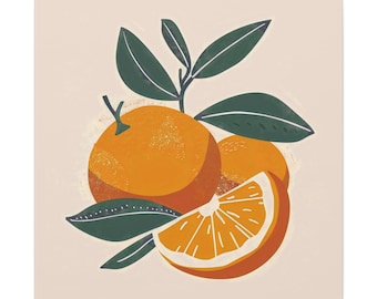 Orange Wall Art, Orange Slices Art Print, Kitchen Art Print, Housewarming Gift, Fruit Food Illustration, Summer Citrus Dining Room Canvas