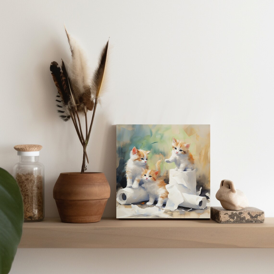 Cute Cat Bathroom Wall Art Cat Bathroom Art Kittens Playing Etsy