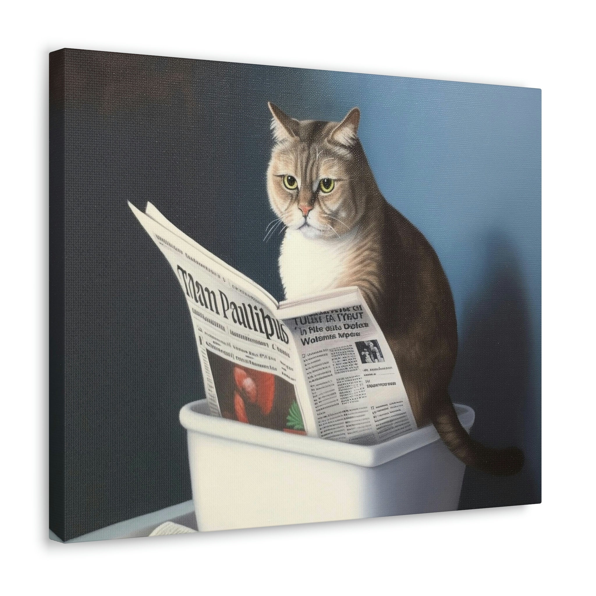 Funny Cat Bathroom Wall Art Cat Bathroom Art Cat Reading a Etsy