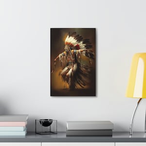 Native American Art Print Canvas Wrap Painting Native American Indian Dance Art Print, Chief Native Artwork Mohawk Cherokee Tribe Decor image 5