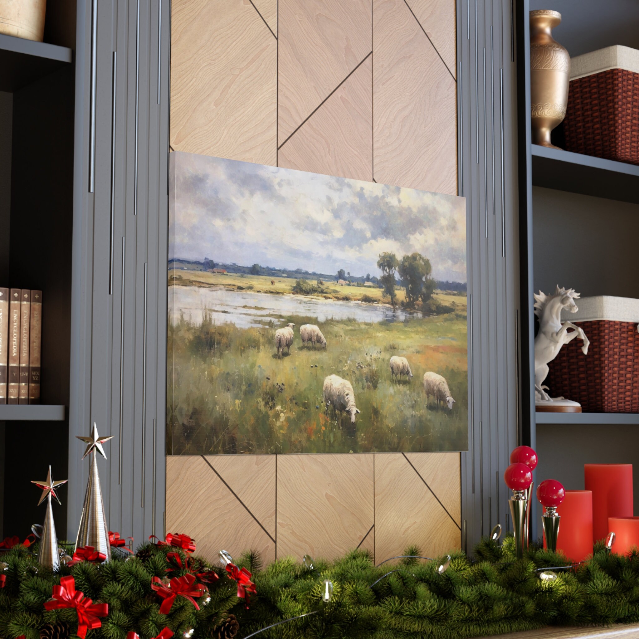 Sheep Painting Art Print Vintage Home Decor Large Canvas Wall Art ...